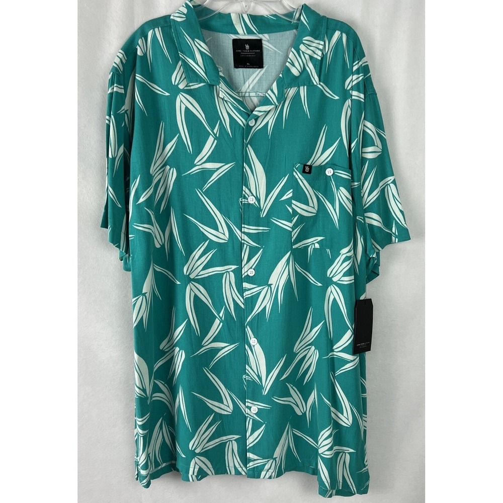 Junk Food Clothing Men's Shirt Size XL Tropical Viscose Short Sleeve Green A60